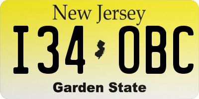 NJ license plate I34OBC