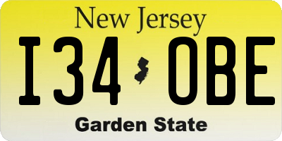 NJ license plate I34OBE