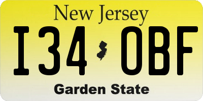 NJ license plate I34OBF