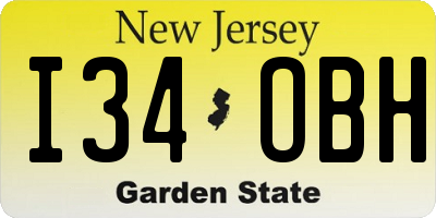 NJ license plate I34OBH