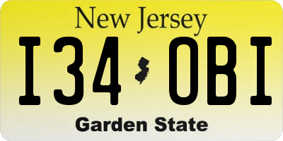 NJ license plate I34OBI