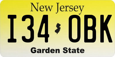 NJ license plate I34OBK