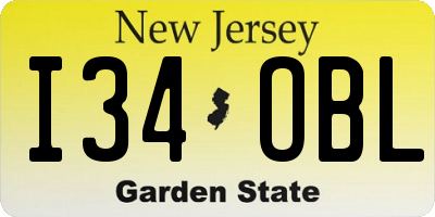 NJ license plate I34OBL