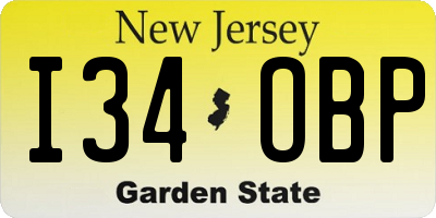 NJ license plate I34OBP
