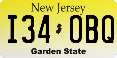 NJ license plate I34OBQ