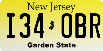 NJ license plate I34OBR