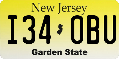 NJ license plate I34OBU