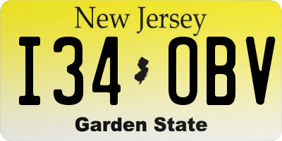 NJ license plate I34OBV