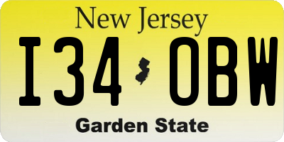 NJ license plate I34OBW