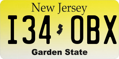 NJ license plate I34OBX