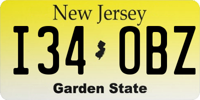 NJ license plate I34OBZ