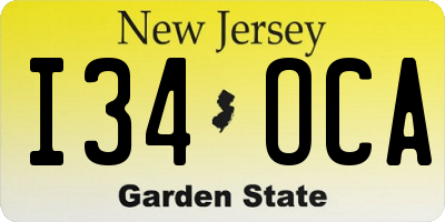 NJ license plate I34OCA