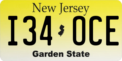 NJ license plate I34OCE