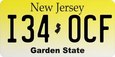 NJ license plate I34OCF