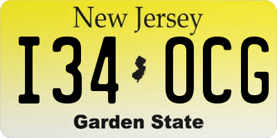 NJ license plate I34OCG