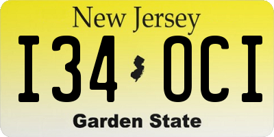 NJ license plate I34OCI