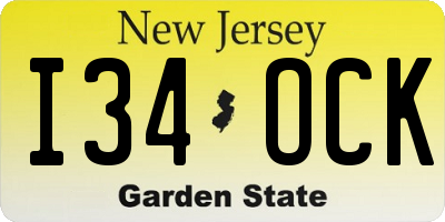 NJ license plate I34OCK