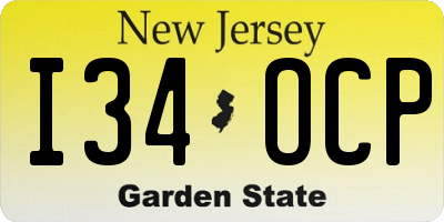 NJ license plate I34OCP
