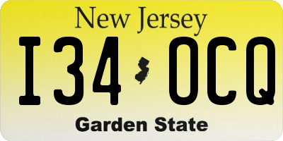NJ license plate I34OCQ