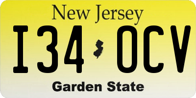NJ license plate I34OCV