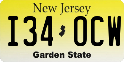 NJ license plate I34OCW