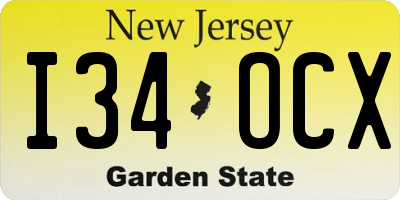 NJ license plate I34OCX