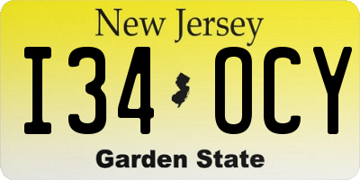 NJ license plate I34OCY