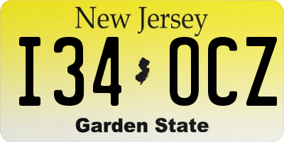 NJ license plate I34OCZ