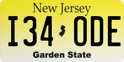 NJ license plate I34ODE