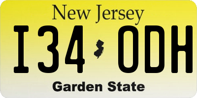 NJ license plate I34ODH