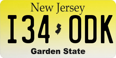 NJ license plate I34ODK