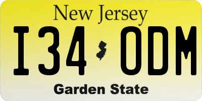 NJ license plate I34ODM