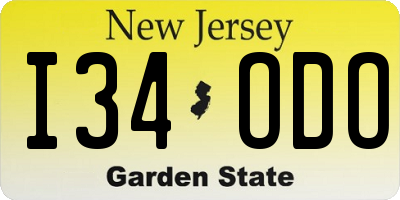 NJ license plate I34ODO