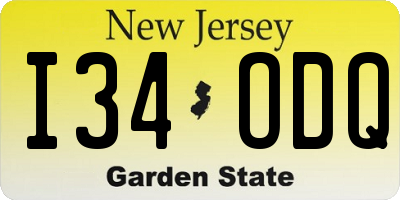NJ license plate I34ODQ