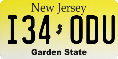 NJ license plate I34ODU