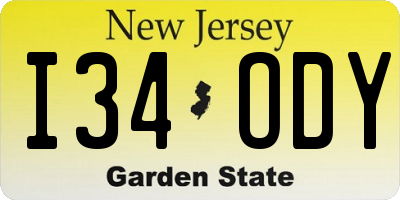 NJ license plate I34ODY