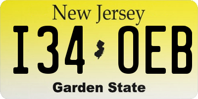 NJ license plate I34OEB