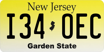 NJ license plate I34OEC