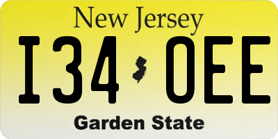 NJ license plate I34OEE