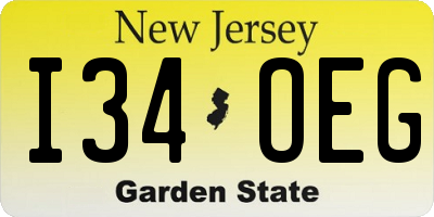 NJ license plate I34OEG