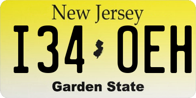 NJ license plate I34OEH