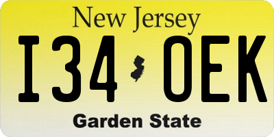 NJ license plate I34OEK