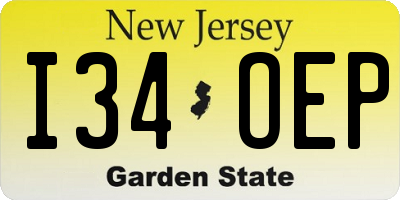 NJ license plate I34OEP