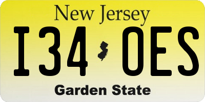 NJ license plate I34OES