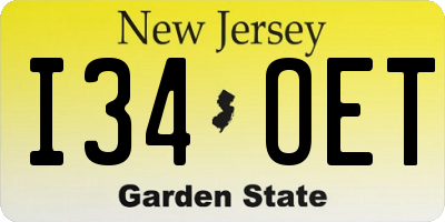 NJ license plate I34OET