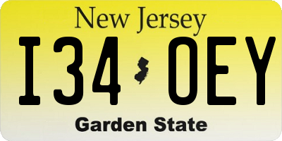 NJ license plate I34OEY