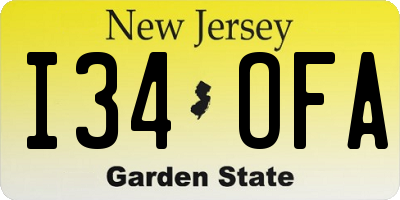NJ license plate I34OFA