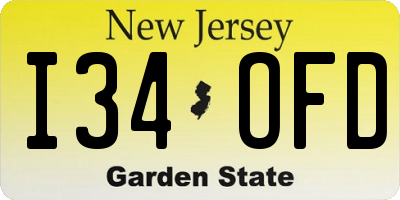 NJ license plate I34OFD
