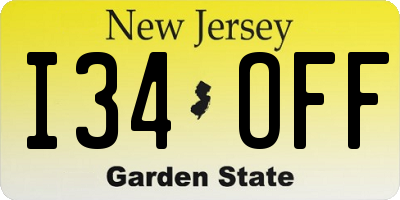 NJ license plate I34OFF