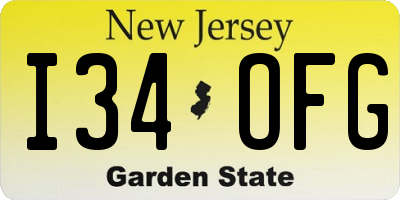 NJ license plate I34OFG